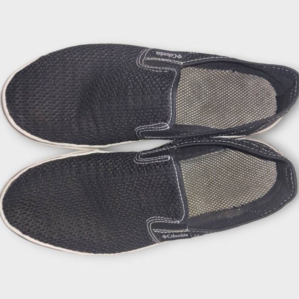 Columbia Mens Shoes Sz 9.5 Black Fabric Slip Ons Comfort Casual Preppy Fisherman